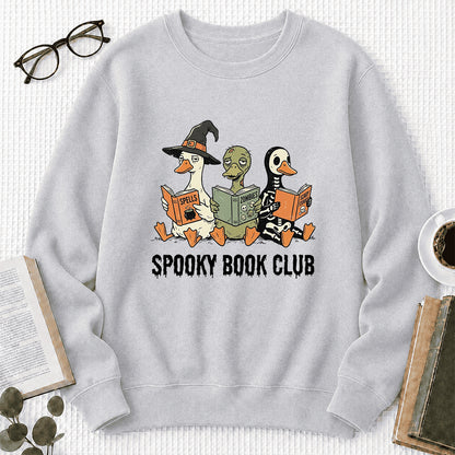 Spooky Book Club Printed Sweatshirt | Halloween Book Lover Gift Sport Grey
