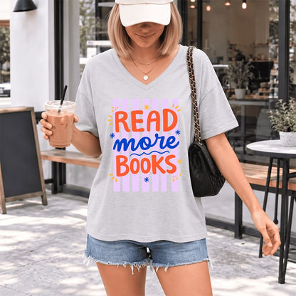 Read More Books Ultra-Soft V-Neck | Energizing Book Lover Gift Ash