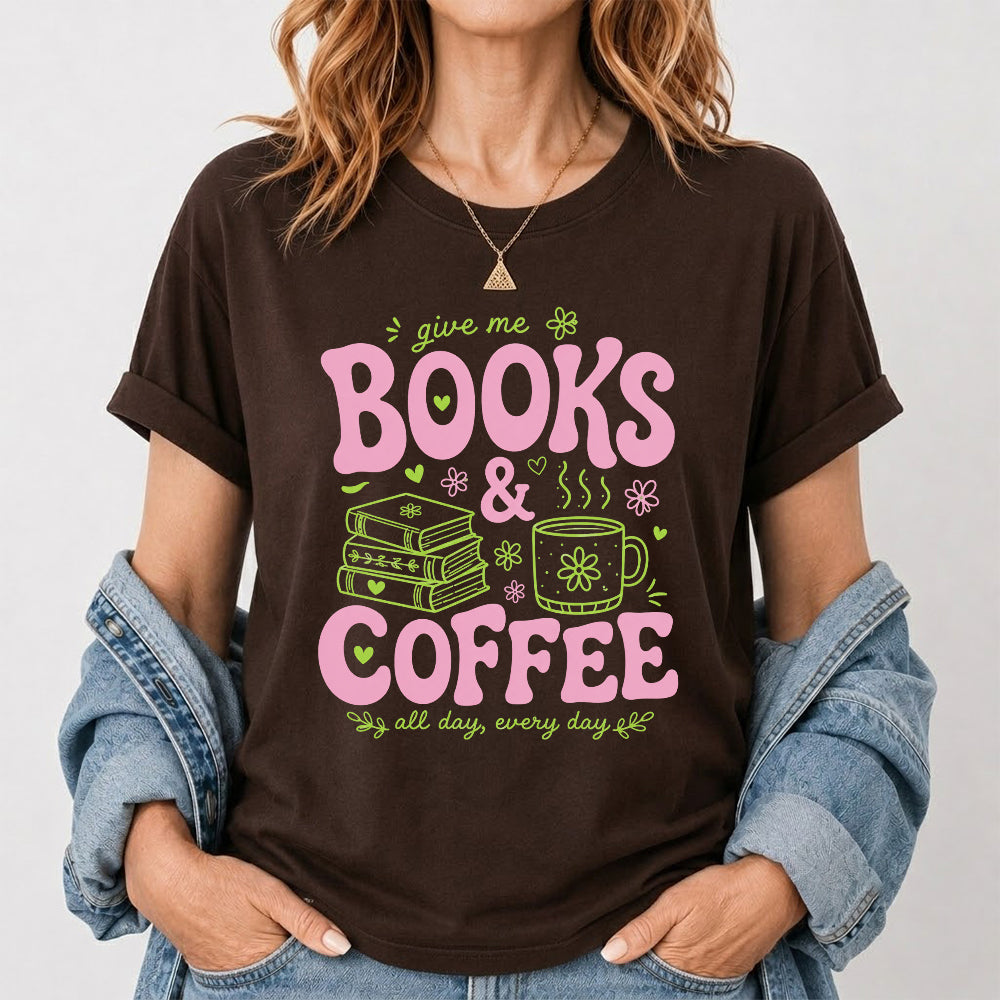 Books and Coffee Softstyle T-Shirt | Book Lover Gift Dark Chocolate