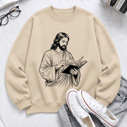 Reading Jesus Softstyle Sweatshirt | Inspiring Reader Gift Sand