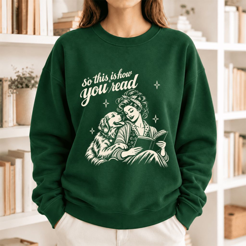 How You Read Golden Retriever Softstyle Sweatshirt | Dog Mom Reader Gift Forest Green