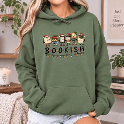 Christmas Bookish Things Softstyle Hoodie | Christmas Gift For Readers Military Green