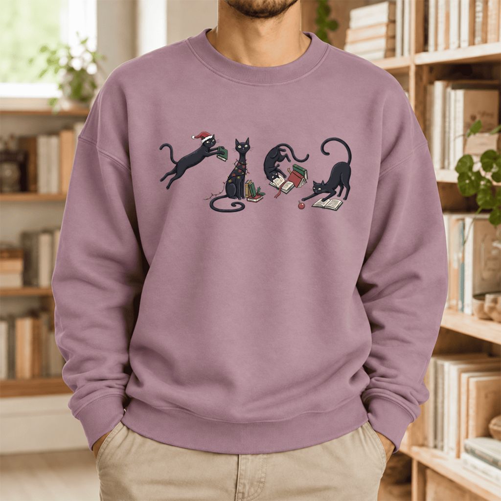 Christmas Reading Cats Softstyle Sweatshirt | Christmas Book Lover Gift Paragon