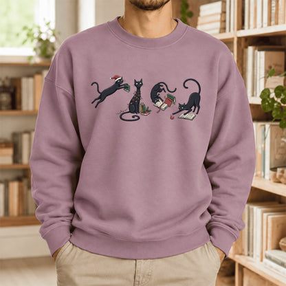 Christmas Reading Cats Softstyle Sweatshirt | Christmas Book Lover Gift Paragon