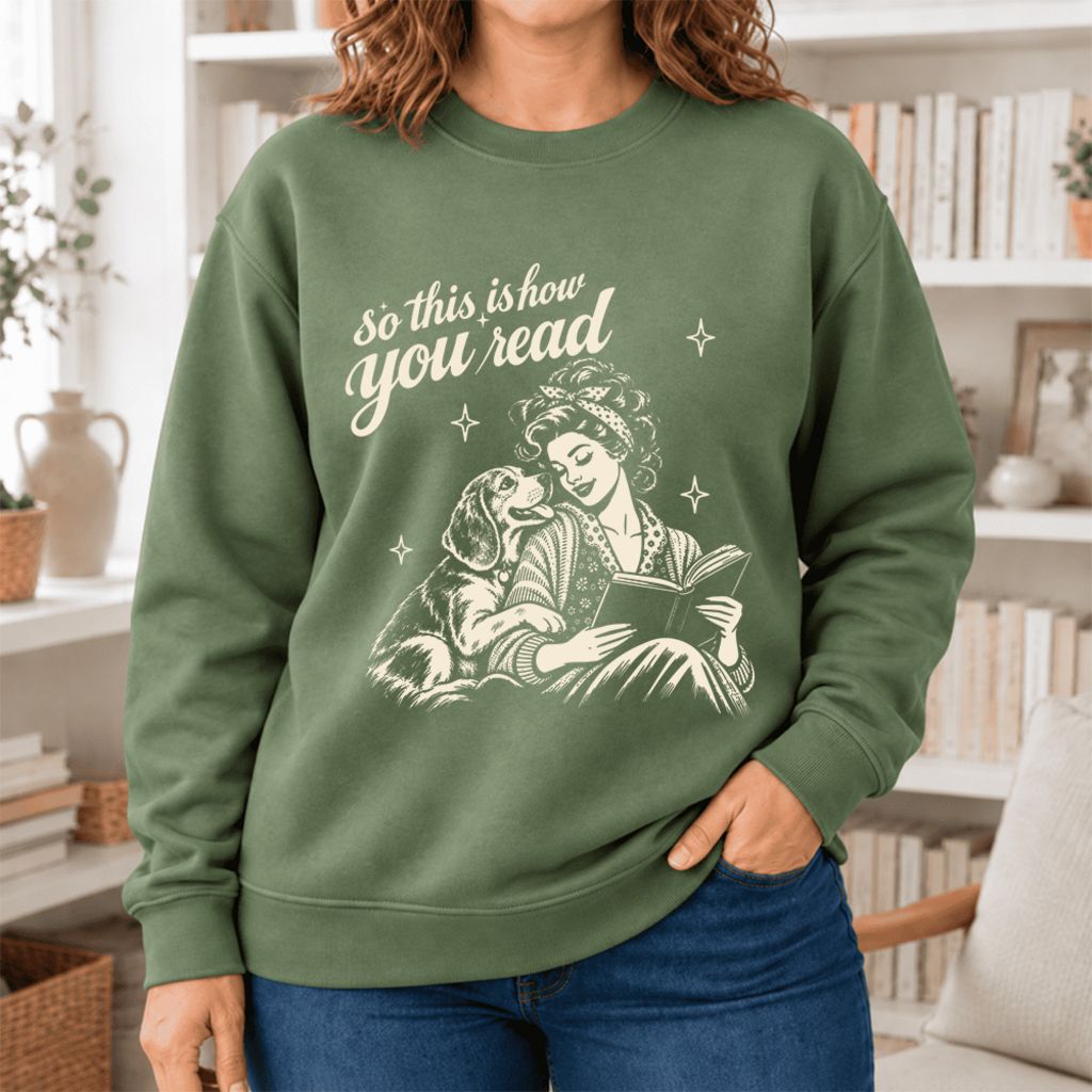 How You Read Beagle Softstyle Sweatshirt | Cozy Dog Mom Reader Gift Military Green