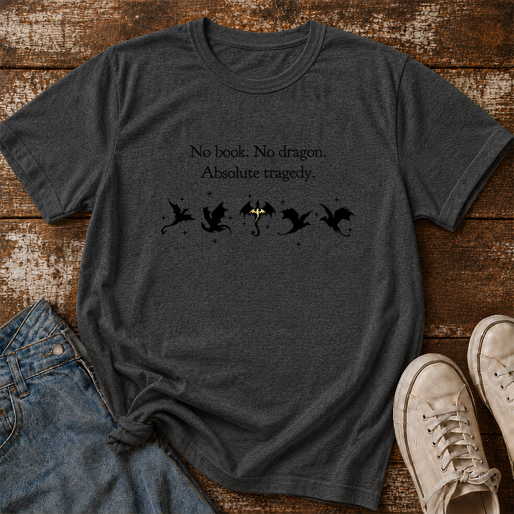 No Book No Dragon Softstyle T-Shirt | Book Lover Gift Dark Heather