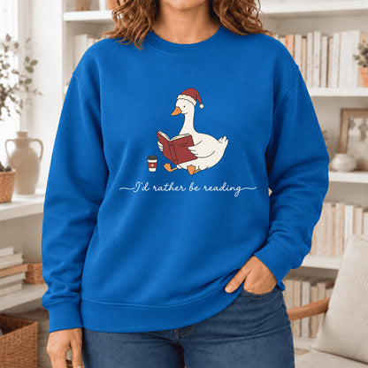 I'D Rather Be Reading Softstyle Sweatshirt | Christmas Book Lover Gift Royal