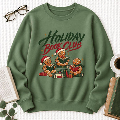 Holiday Book Club Softstyle Sweatshirt | Christmas Book Club Gift Military Green