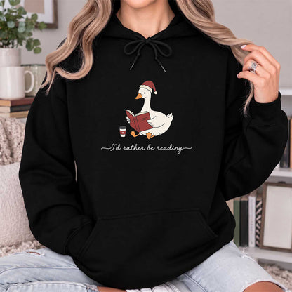 I'd Rather Be Reading Softstyle Hoodie | Christmas Book Lover Gift Black