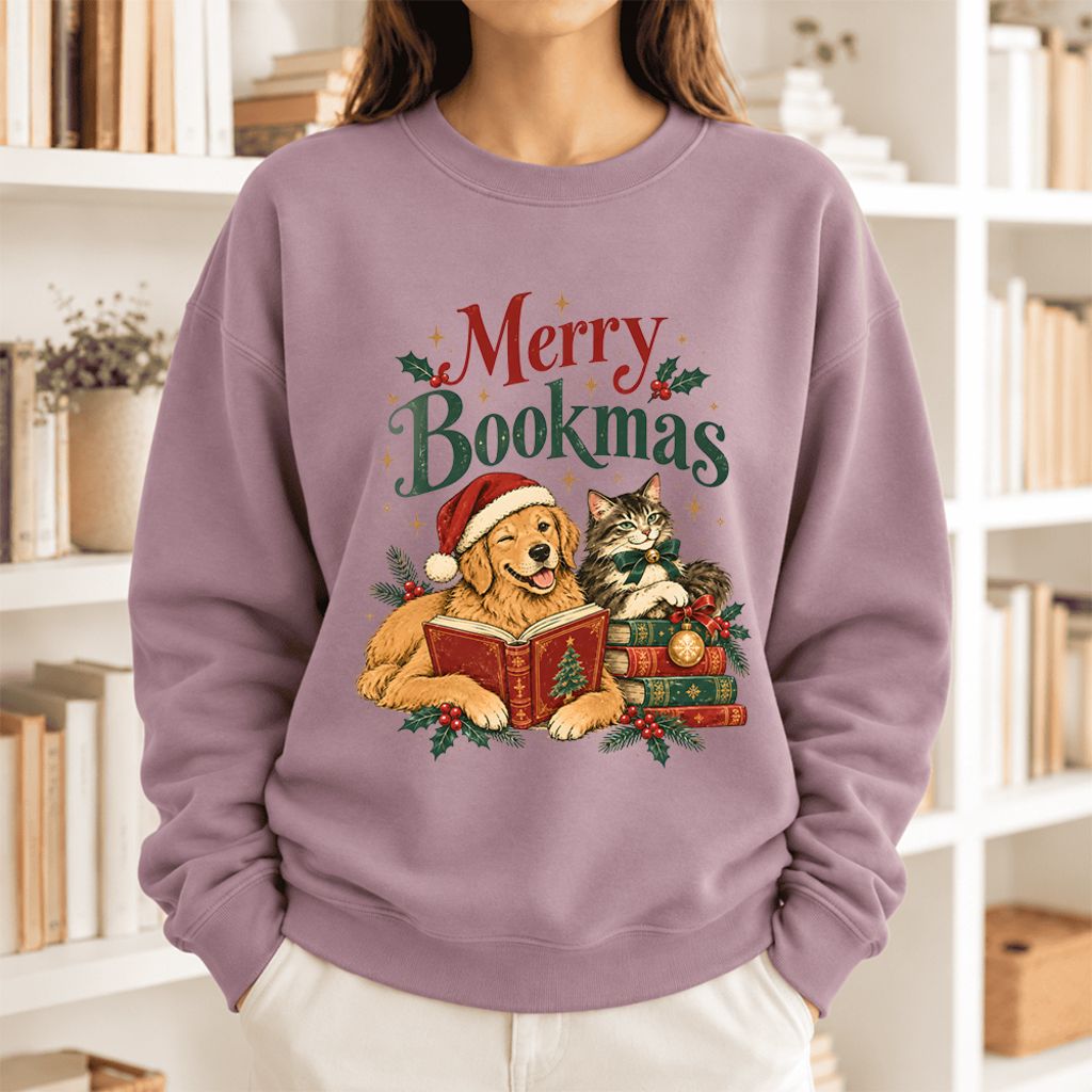 Merry Bookmas Softstyle Sweatshirt | Christmas Book Lover Gift Paragon