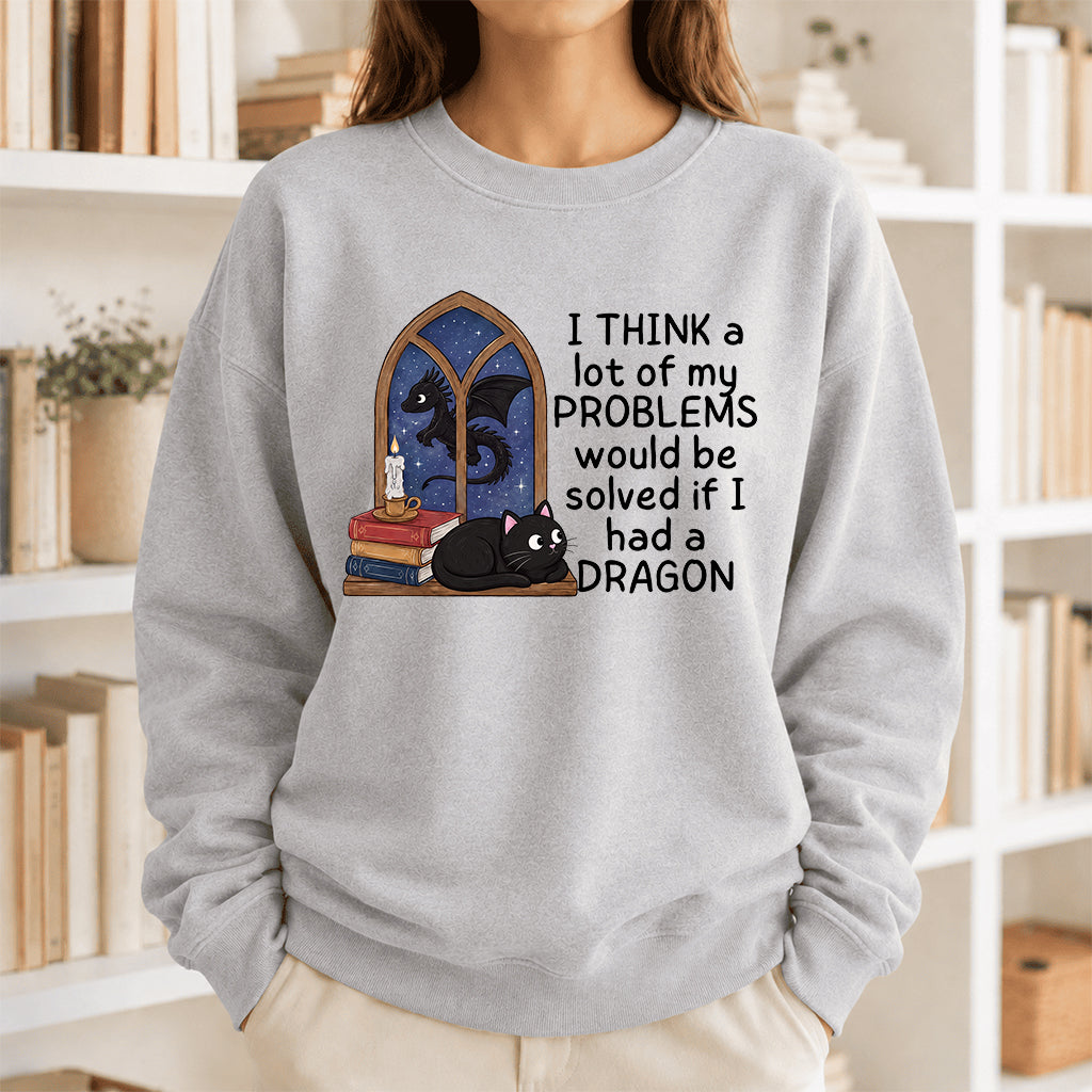 If I Could Have A Dragon Crewneck Sweatshirt | Reader Gift Sport Grey