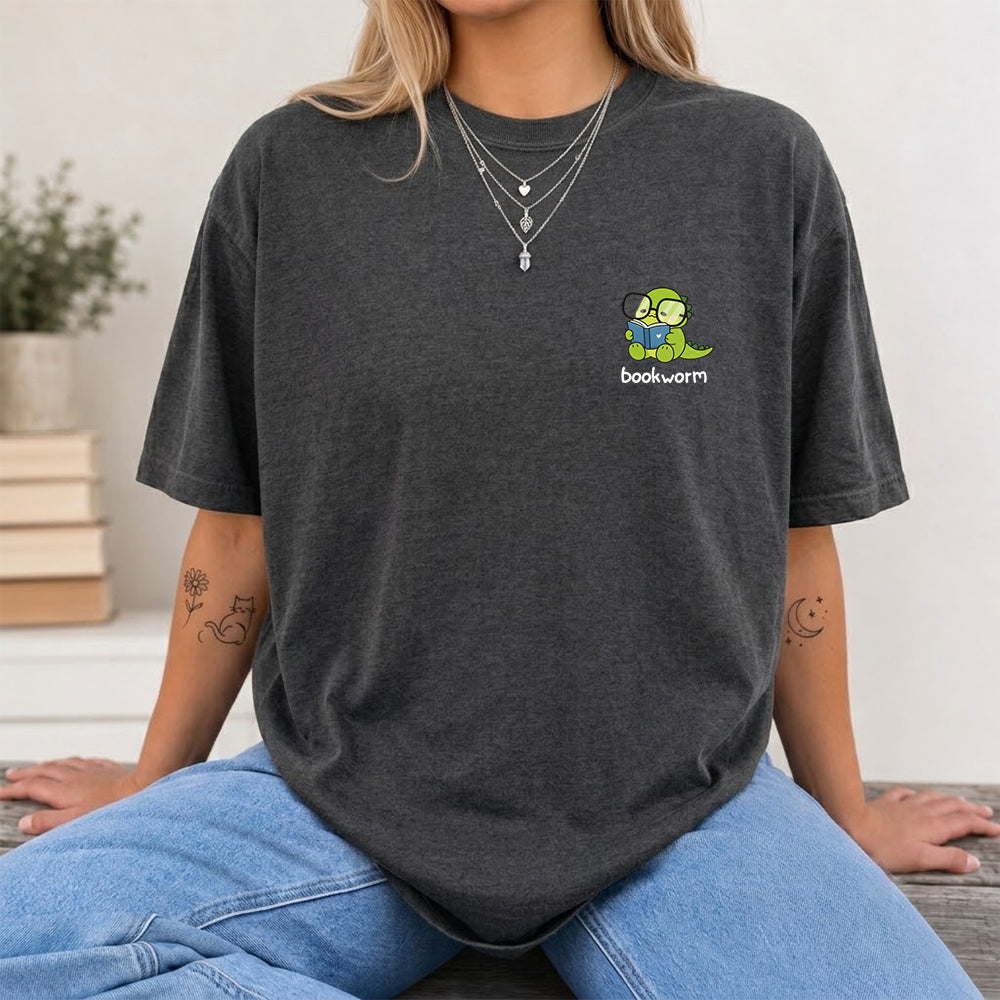 Bookworm Cotton T-Shirt | Book Lover Gift Dark Heather