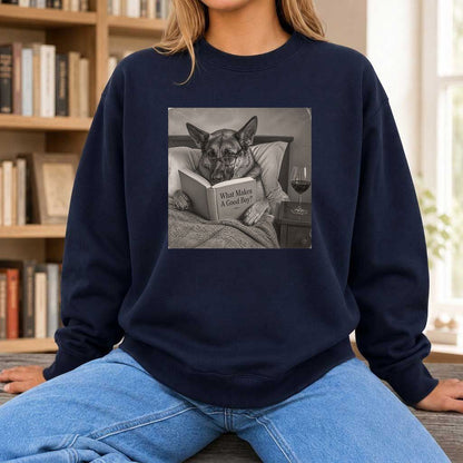 What Makes A Good Boy Crewneck Sweatshirt | Dog Lover Reader Gift Navy