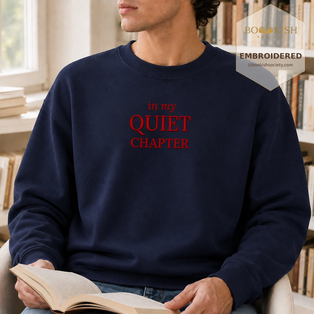 In My Quiet Chapter Embroidered Sweatshirt | Reader Gift Navy