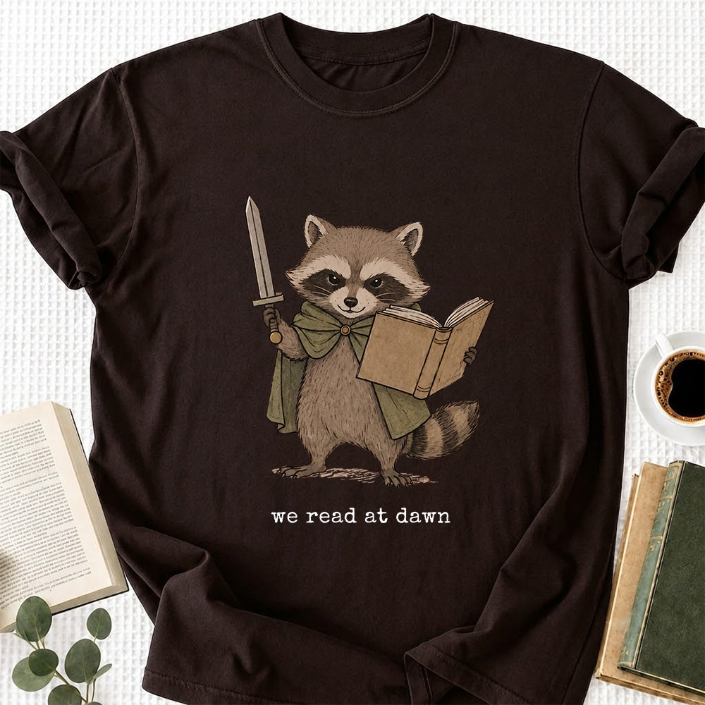 Funny Raccoon Reading Softstyle T-Shirt | Book Lover Gift Dark Chocolate