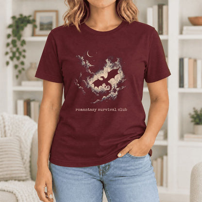 Romantasy Survival Club Ultra-Soft Cotton T-Shirt | Fantasy Book Lover Gift Maroon