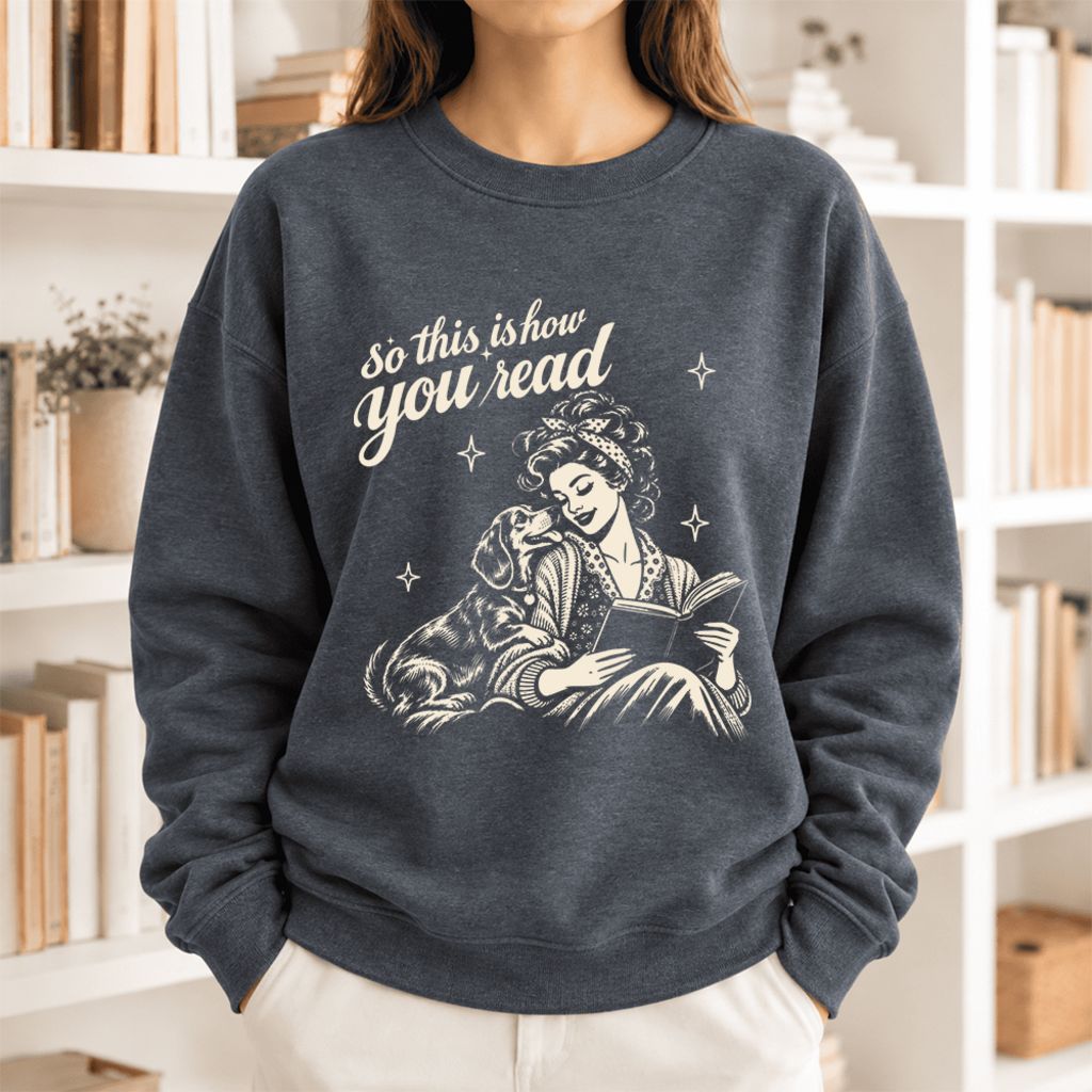 How You Read Dachshund Softstyle Sweatshirt | Cozy Dog Mom Reader Gift Dark Heather