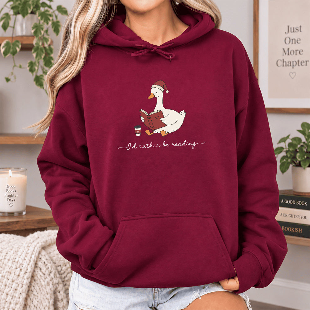 I'd Rather Be Reading Softstyle Hoodie | Christmas Book Lover Gift Maroon