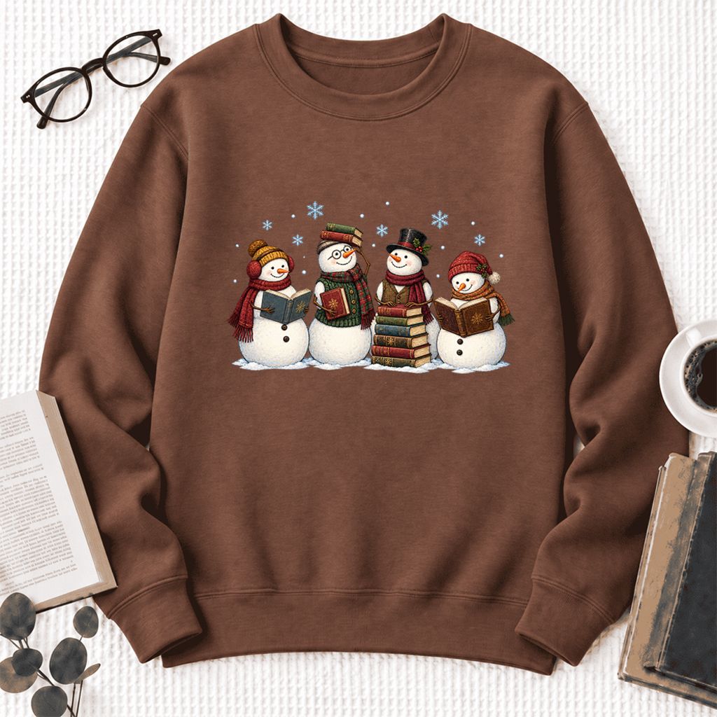 Bookish Snowman Club Softstyle Sweatshirt | Christmas Book Lover Gift Cocoa