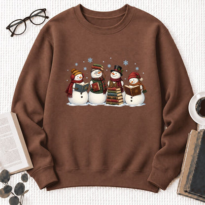 Bookish Snowman Club Softstyle Sweatshirt | Christmas Book Lover Gift Cocoa