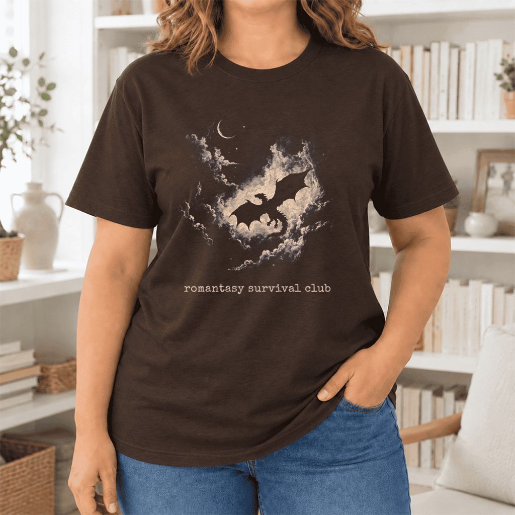 Romantasy Survival Club Ultra-Soft Cotton T-Shirt | Fantasy Book Lover Gift Brown