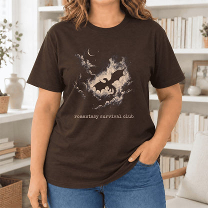 Romantasy Survival Club Ultra-Soft Cotton T-Shirt | Fantasy Book Lover Gift Brown