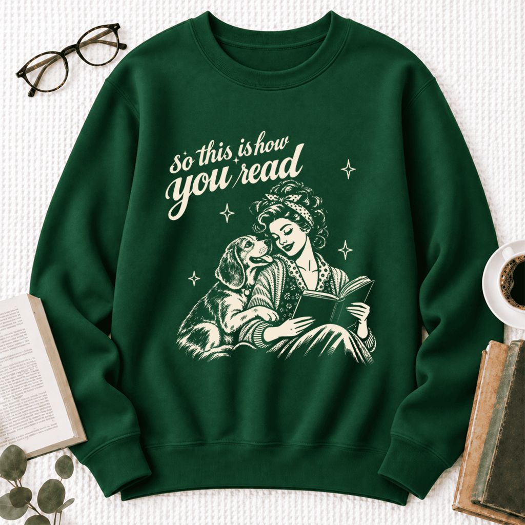 How You Read Beagle Softstyle Sweatshirt | Cozy Dog Mom Reader Gift Forest Green