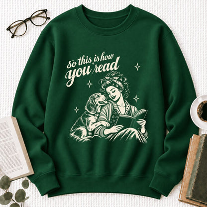 How You Read Beagle Softstyle Sweatshirt | Cozy Dog Mom Reader Gift Forest Green