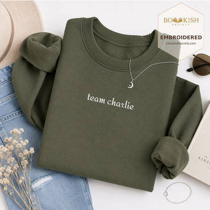 Team Charlie Embroidered Sweatshirt | Reader Gift Military Green