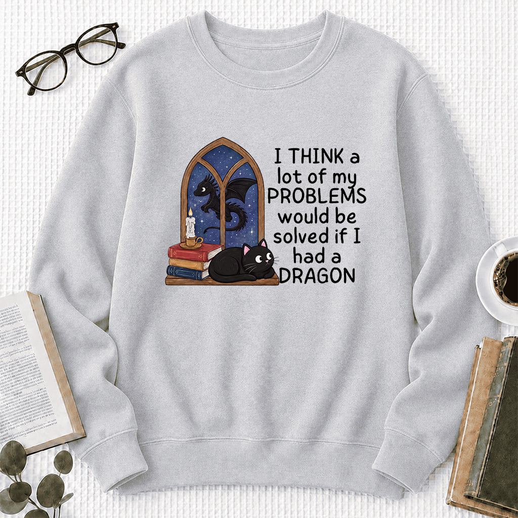 If I Could Have A Dragon Crewneck Sweatshirt | Reader Gift Sport Grey