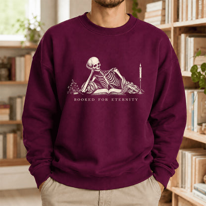 Booked For Eternity Crewneck Sweatshirt | Halloween Reader Gift Maroon