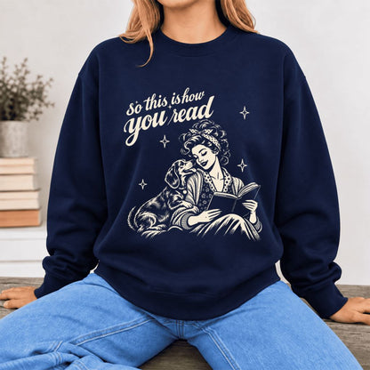 How You Read Dachshund Softstyle Sweatshirt | Cozy Dog Mom Reader Gift Navy