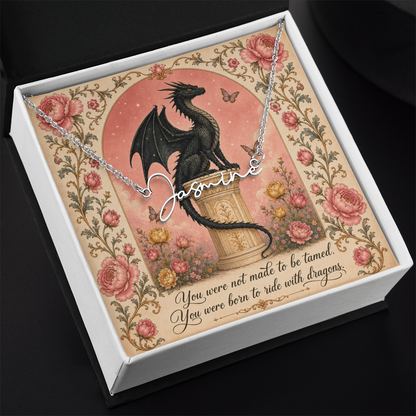 You Were Not To Be Tamed Decorative Card And Custom Name Polished Stainless Steel Necklace With Box Book Lover Gift Font 2