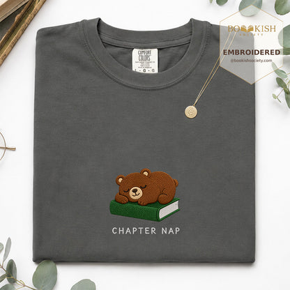 Embroidered Chapter Nap Comfort Color® T-shirt Book Lover Gift Pepper