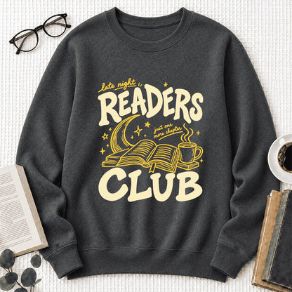 Late Night Readers Club Crewneck Sweatshirt | Reader Gift Dark Heather