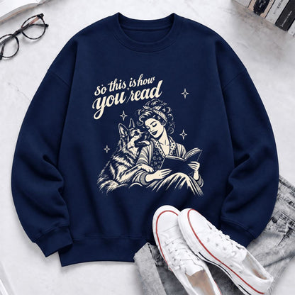How You Read German Shepherd Softstyle Sweatshirt | Cozy Dog Mom Reader Gift Navy
