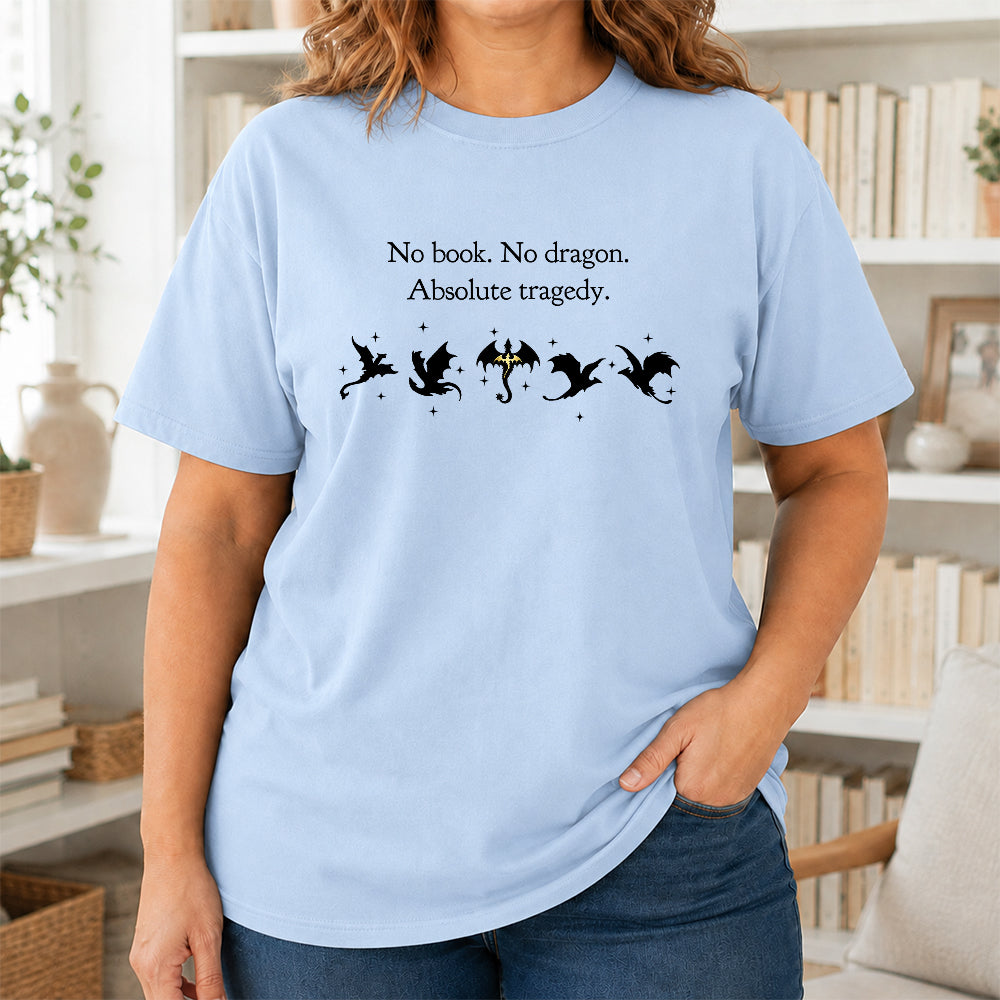 No Book No Dragon Softstyle T-Shirt | Book Lover Gift Light Blue