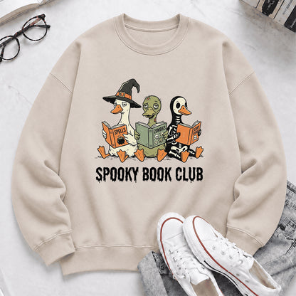 Spooky Book Club Printed Sweatshirt | Halloween Book Lover Gift Sand