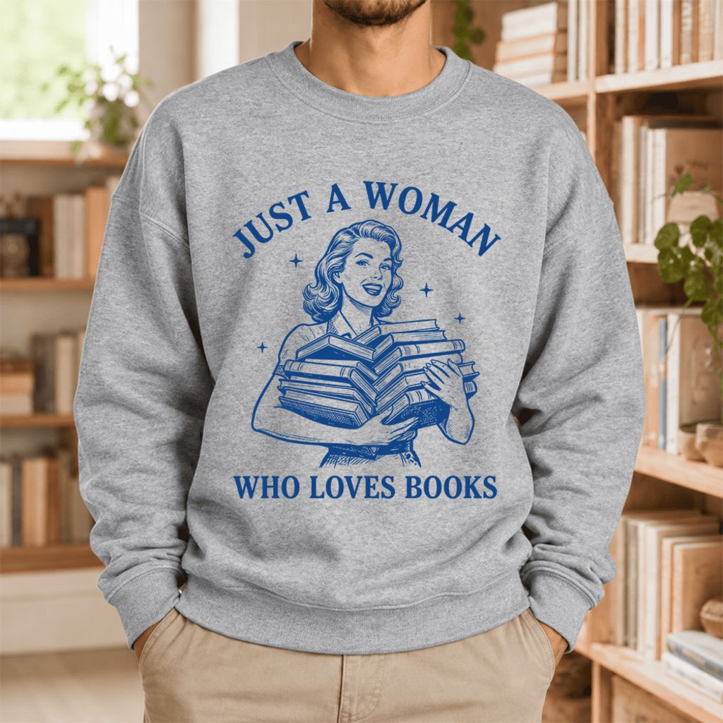 Just A Woman Who Loves Books Softstyle Sweatshirt | Reader Gift Sport Grey