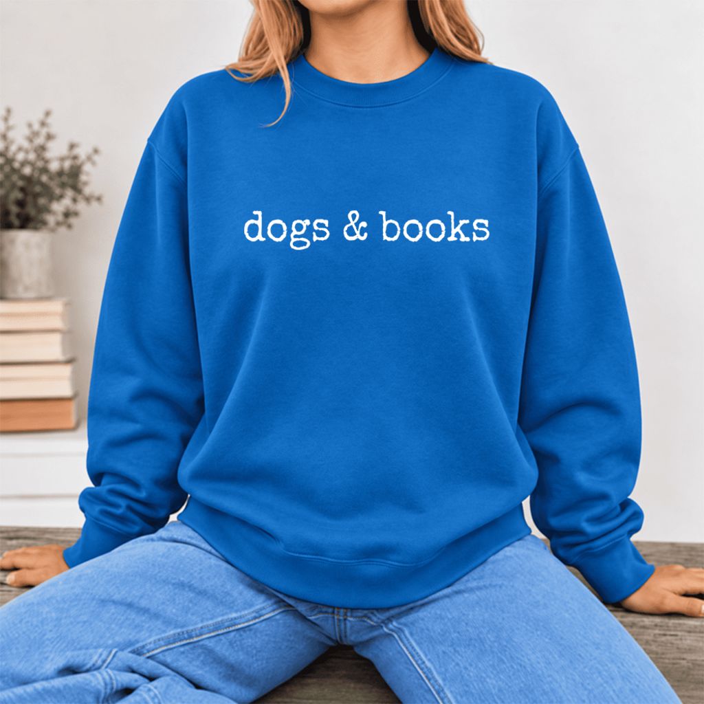 Dogs & Books Softstyle Sweatshirt | Dog Lover & Reader Gift Royal