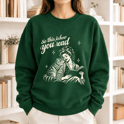 How You Read Exotic Shorthair Softstyle Sweatshirt | Cozy Cat Lover Reader Gift Forest Green