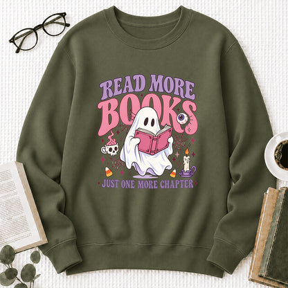 Read More Books Printed Sweatshirt | Halloween Book Lover Gift Military Green