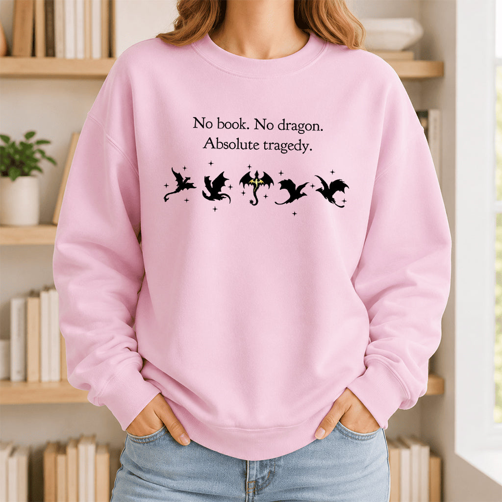 No Book No Dragon Crewneck Sweatshirt | Reader Gift Light Pink