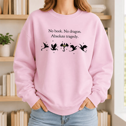 No Book No Dragon Crewneck Sweatshirt | Reader Gift Light Pink