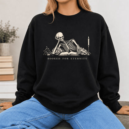 Booked For Eternity Crewneck Sweatshirt | Halloween Reader Gift Black