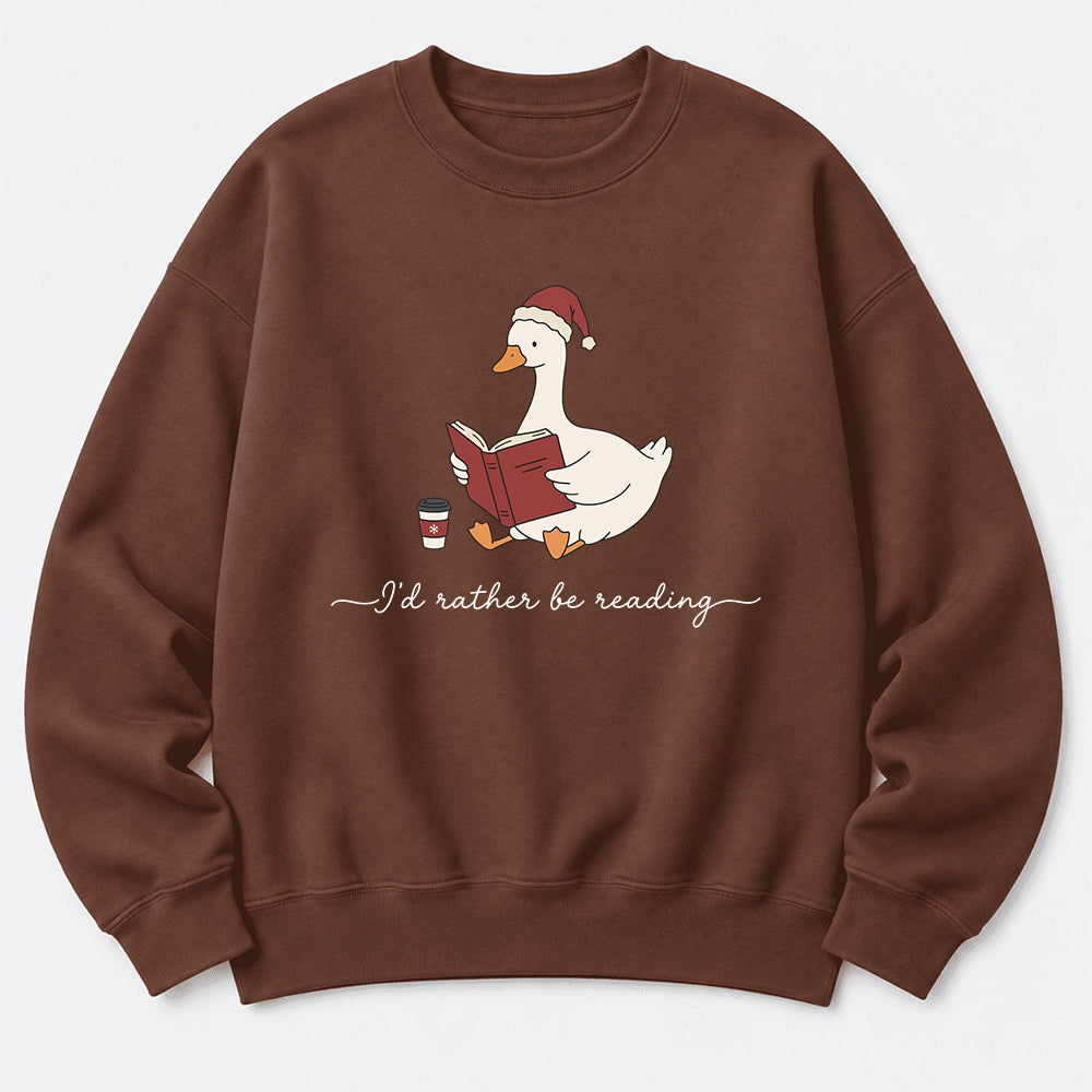 I'D Rather Be Reading Softstyle Sweatshirt | Christmas Book Lover Gift Cocoa
