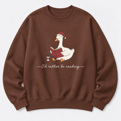 I'D Rather Be Reading Softstyle Sweatshirt | Christmas Book Lover Gift Cocoa