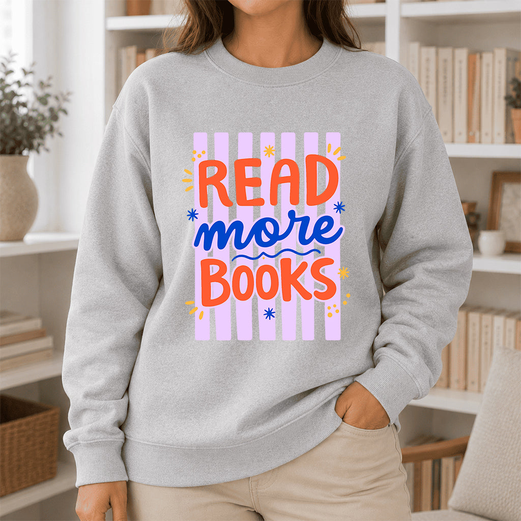 Read More Books Crewneck Sweatshirt | Reader Gift Sport Grey