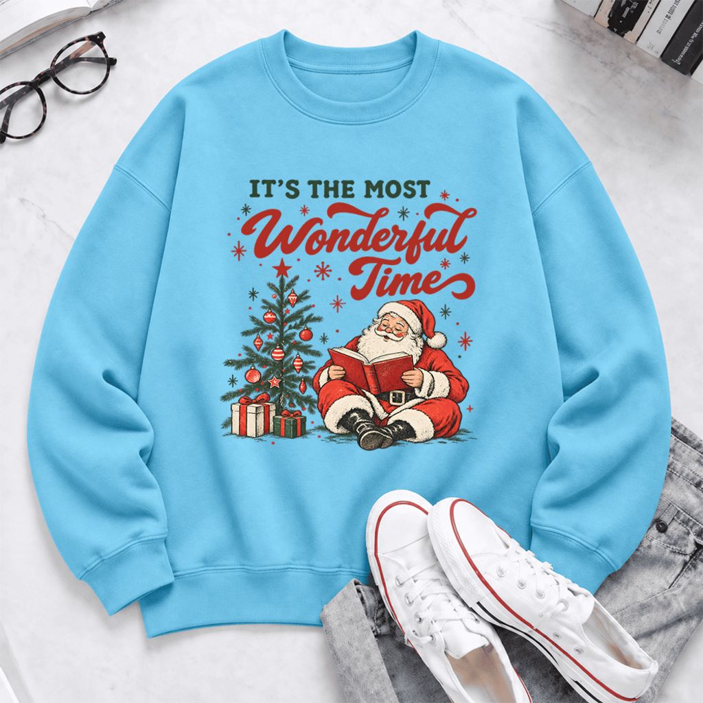 It’S The Most Wonderful Time Softstyle Sweatshirt | Christmas Book Lover Gift Sky