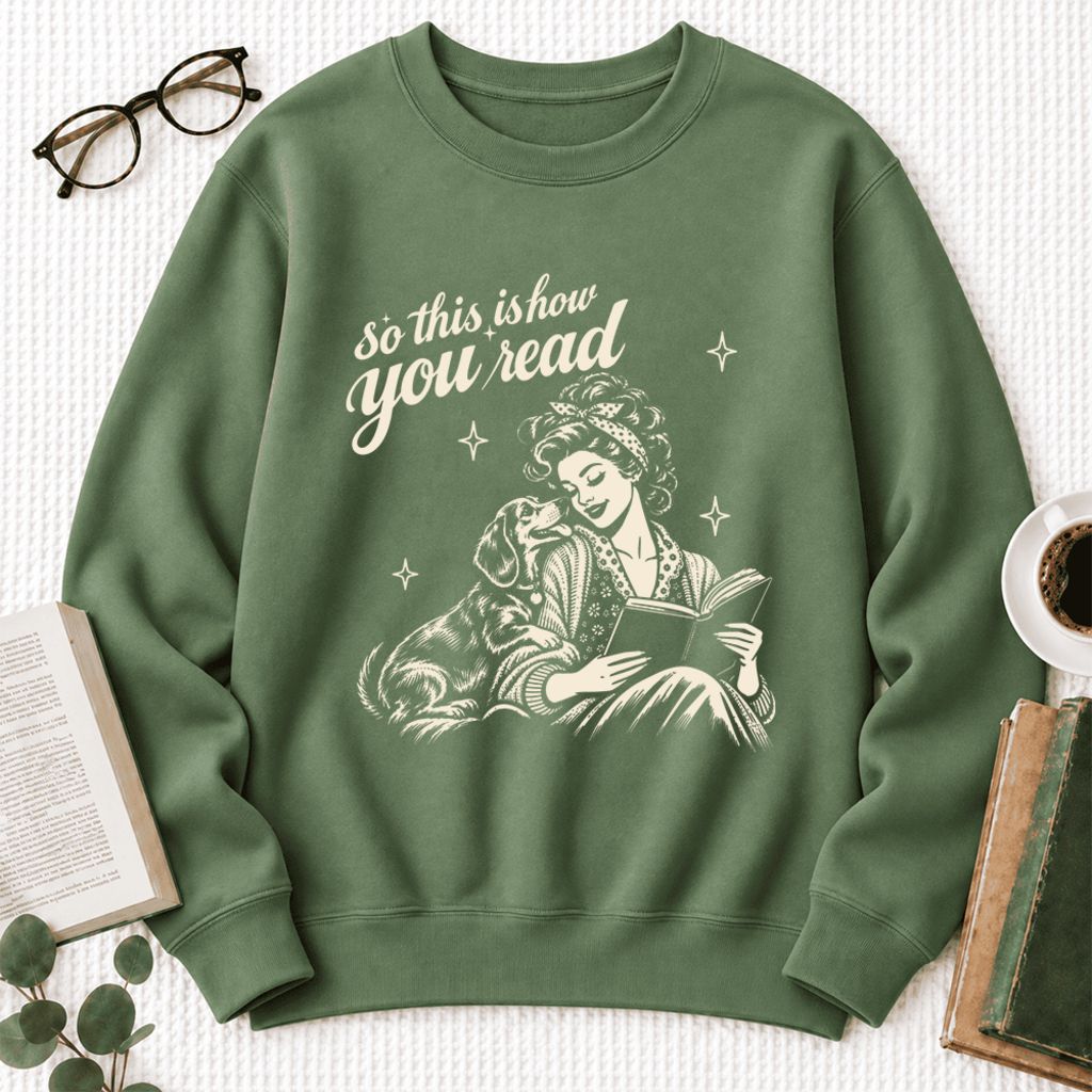 How You Read Dachshund Softstyle Sweatshirt | Cozy Dog Mom Reader Gift Military Green
